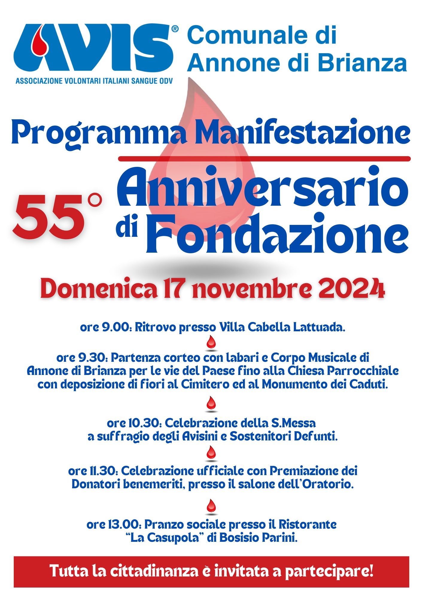 55° Anniversario di fondazione - Avis Annone di Brianza