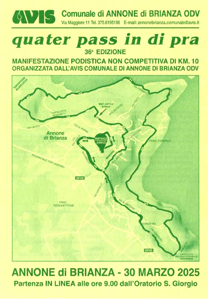 36^ edizione "Quater pass in di pra" - Avis Annone di Brianza