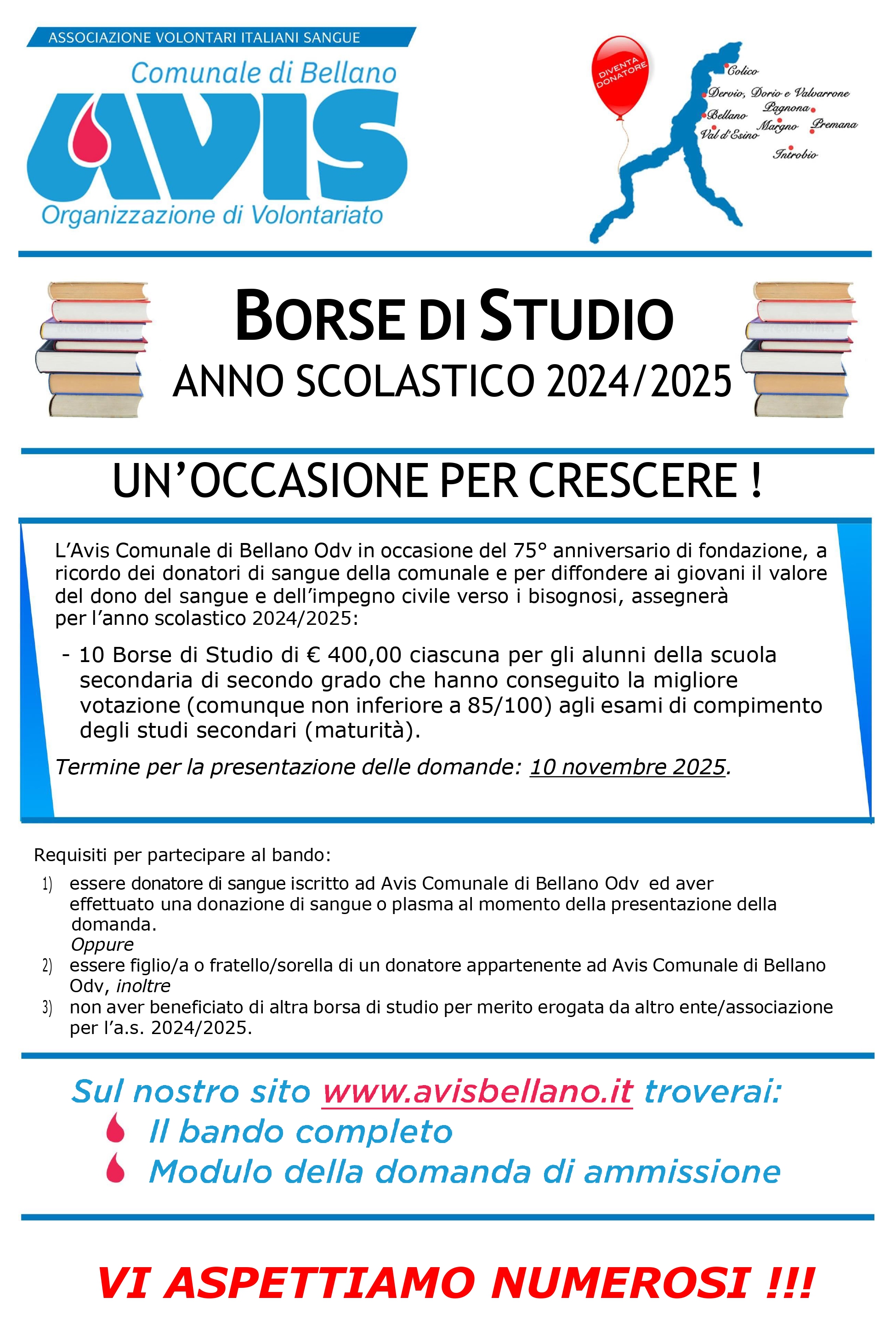Locandina Borse studio 2025 Avis Bellano