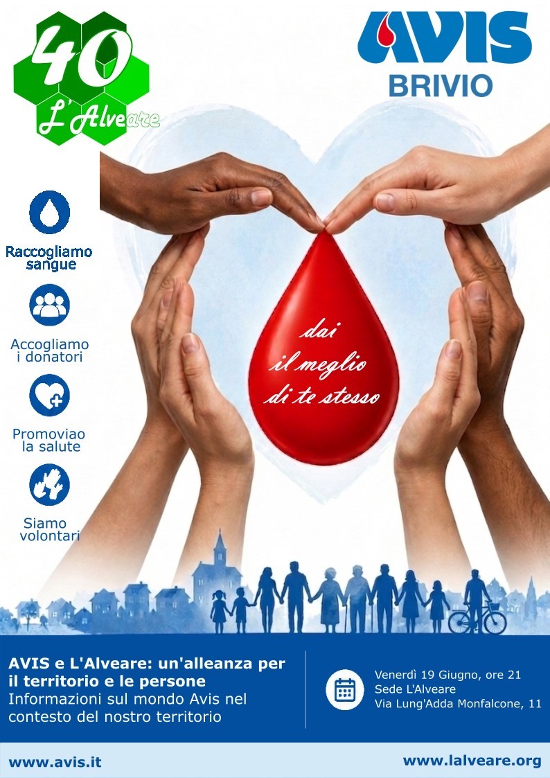 Quando il DONO DIVENTA COMUNITA': serata informativa sulla donazione di sangue e plasma con Avis Comunale di Brivio