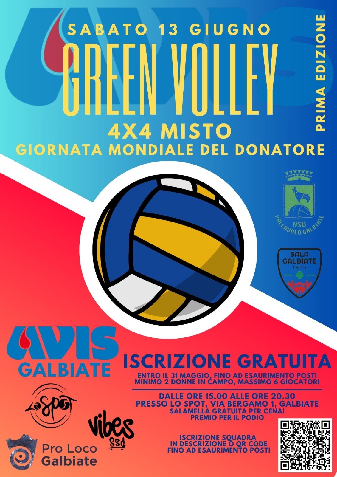Galbiate celebra i donatori di sangue: SPORT, MUSICA e COMUNITA' il 13 giugno