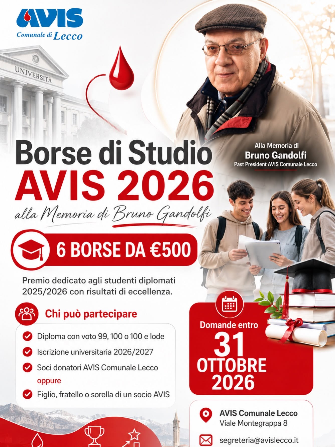 Avis Comunale di Lecco: al via il bando 2026 per le BORSE DI STUDIO