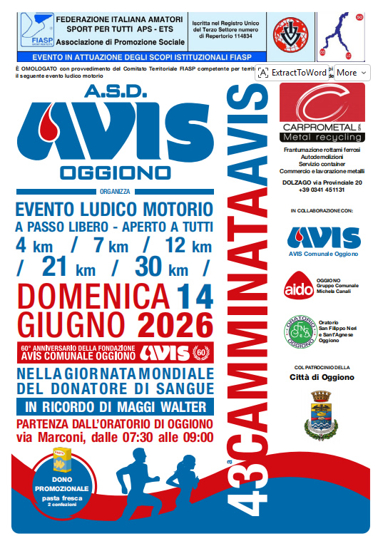 43° CAMMINATA AVIS OGGIONO: insieme per celebrare il dono della vita