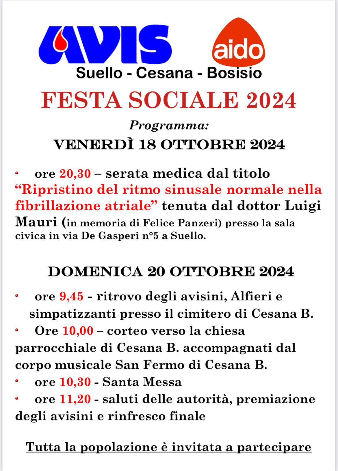 Festa Sociale 2024 - Avis Suello-Cesana-Bosisio